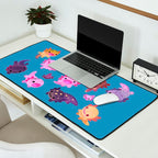 Happy axolotl - blue Desk Mat Gallery Image 2