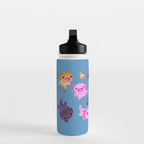 Happy axolotl - blue Water Bottle Gallery Image 3
