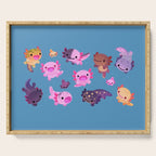 Happy axolotl - blue Serving Tray Gallery Image 1