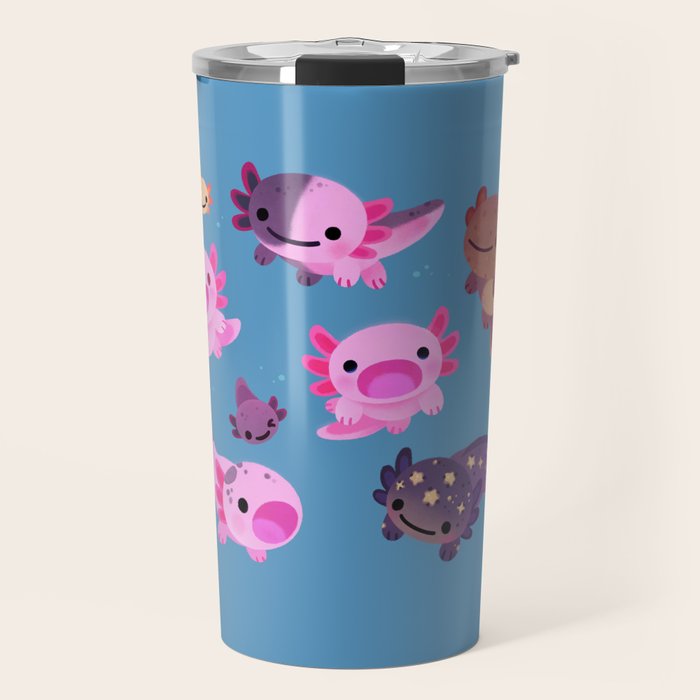 Happy axolotl - blue Travel Mug Gallery Image 1