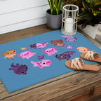 Happy axolotl - blue Outdoor Rug Gallery Image 2