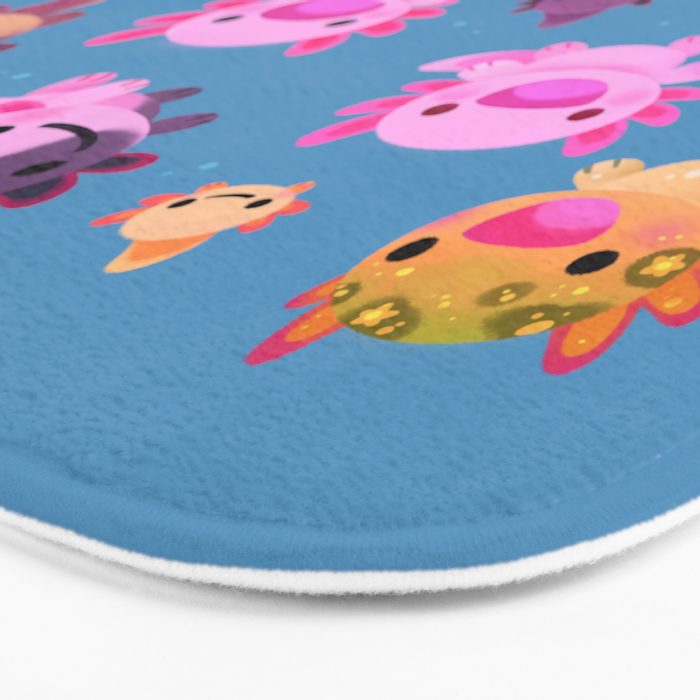 Happy axolotl - blue Bath Mat Gallery Image 3