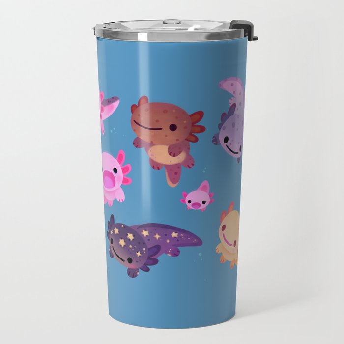 Happy axolotl - blue Travel Mug Gallery Image 2