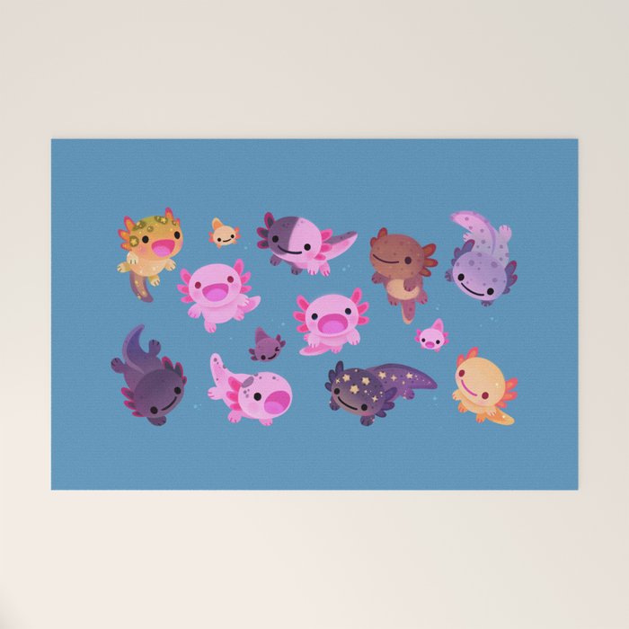 Happy axolotl - blue Welcome Mat Gallery Image 1