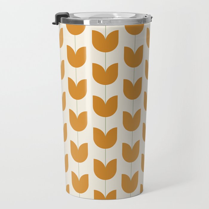 Spring Tulips V Orange Mid Century Flowers Travel Mug Gallery Image 3