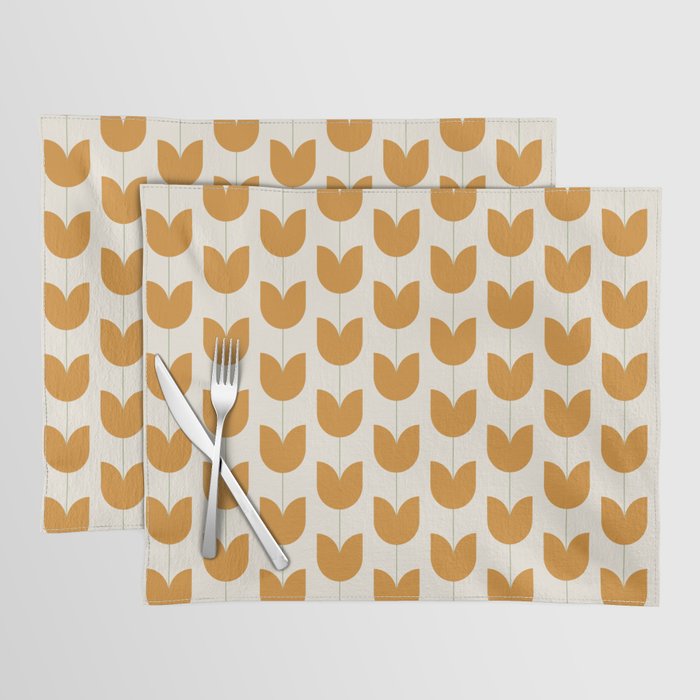 Spring Tulips V Orange Mid Century Flowers Placemat Gallery Image 1