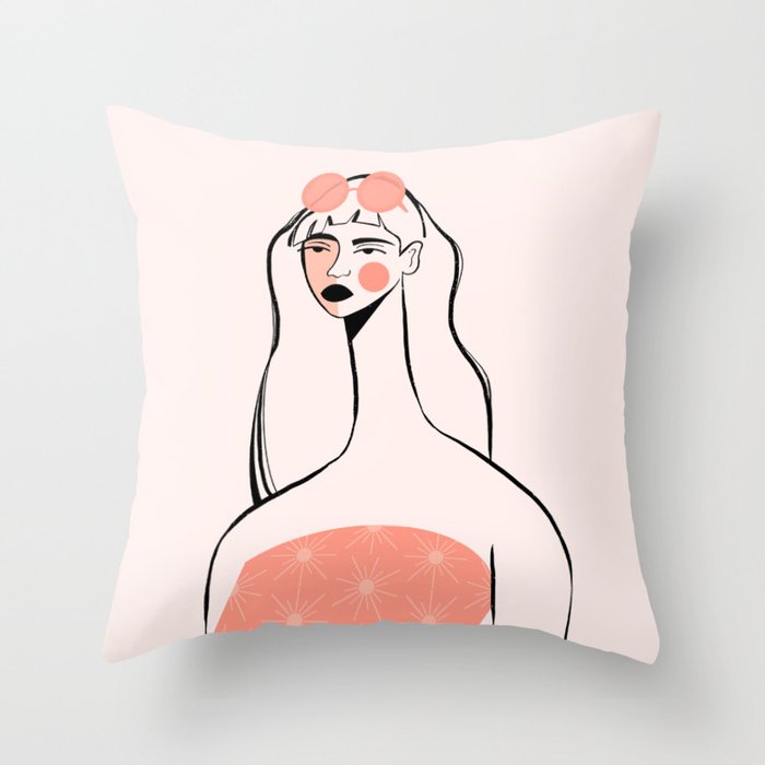 Pink Sunglasses Throw Pillow Gallery Image 1