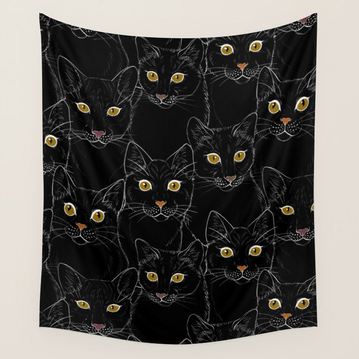 Black Cat Portraits Wall Tapestry Gallery Image 4