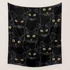 Black Cat Portraits Wall Tapestry Gallery Image 4