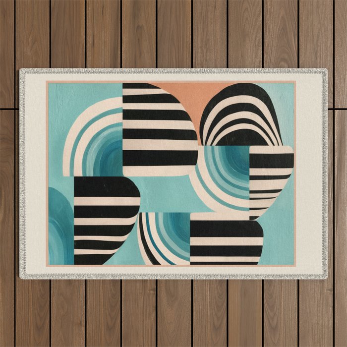 Retro Geometric Shapes 1 Outdoor Rug Gallery Image 1