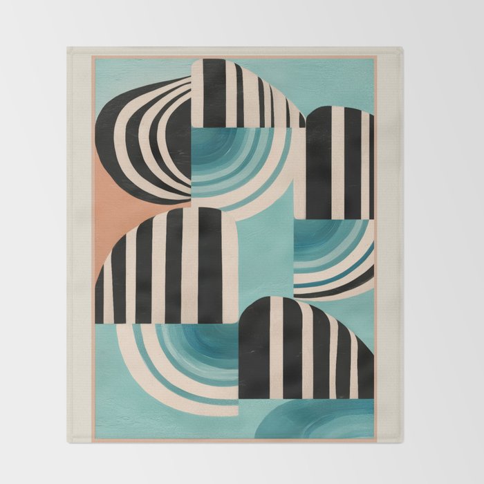 Retro Geometric Shapes 1 Throw Blanket Gallery Image 2