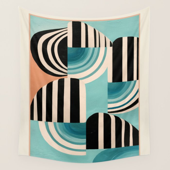 Retro Geometric Shapes 1 Wall Tapestry Gallery Image 4