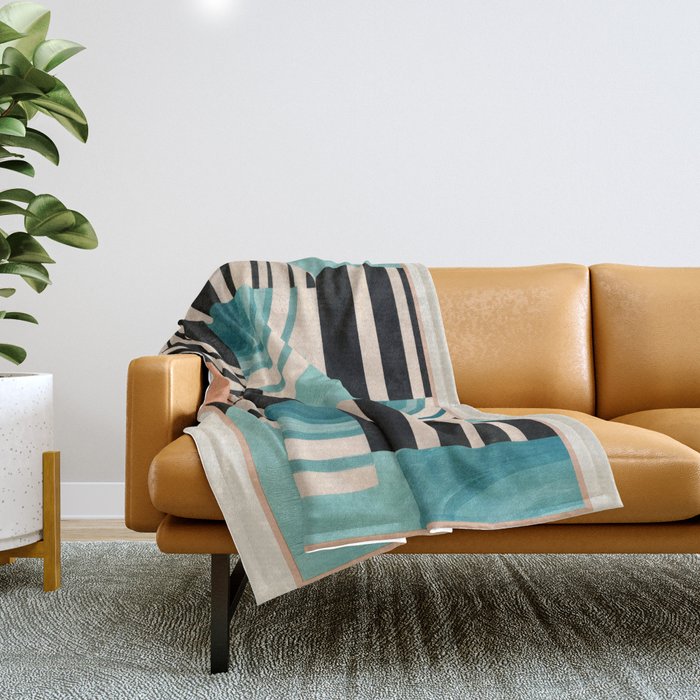 Retro Geometric Shapes 1 Throw Blanket Gallery Image 1