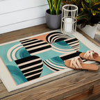Retro Geometric Shapes 1 Outdoor Rug Gallery Image 2