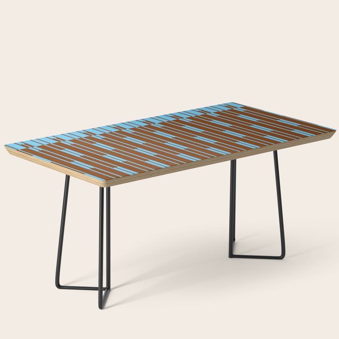 Geometric Two-Tone Geo Chain Pattern in Sky Blue and Chestnut Brown Coffee Table Gallery Image 1