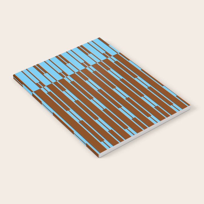Geometric Two-Tone Geo Chain Pattern in Sky Blue and Chestnut Brown Notebook Gallery Image 1
