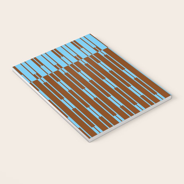 Geometric Two-Tone Geo Chain Pattern in Sky Blue and Chestnut Brown Notebook Gallery Image 3