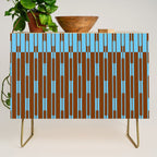 Geometric Two-Tone Geo Chain Pattern in Sky Blue and Chestnut Brown Credenza Gallery Image 1