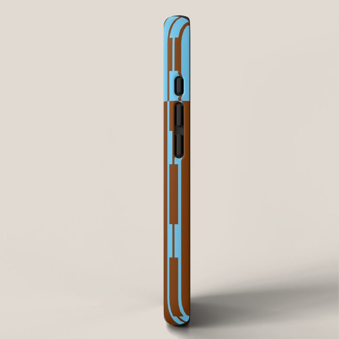 Geometric Two-Tone Geo Chain Pattern in Sky Blue and Chestnut Brown iPhone Case Gallery Image 2