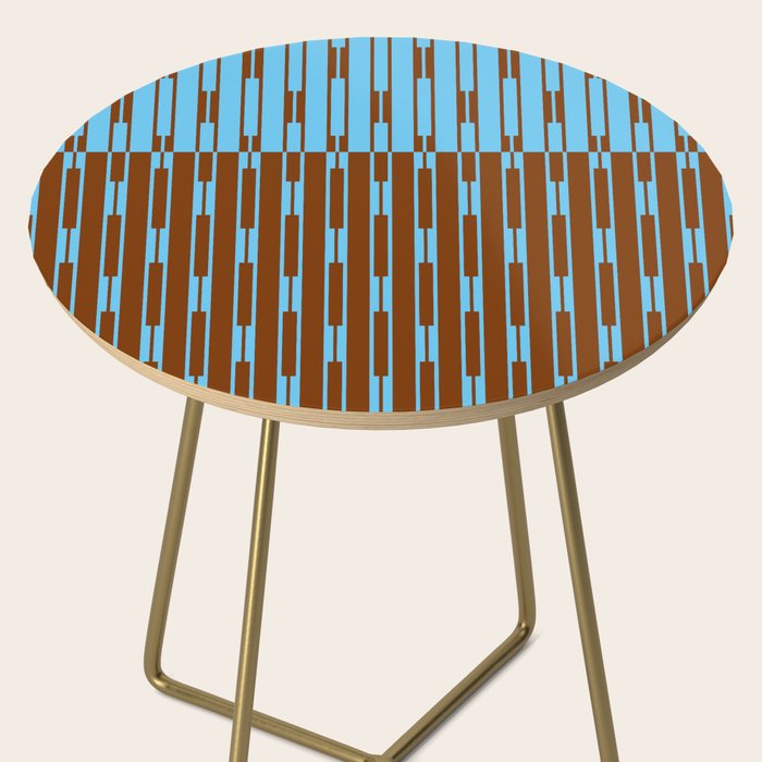 Geometric Two-Tone Geo Chain Pattern in Sky Blue and Chestnut Brown Side Table Gallery Image 2