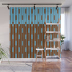 Geometric Two-Tone Geo Chain Pattern in Sky Blue and Chestnut Brown Wall Mural Gallery Image 1