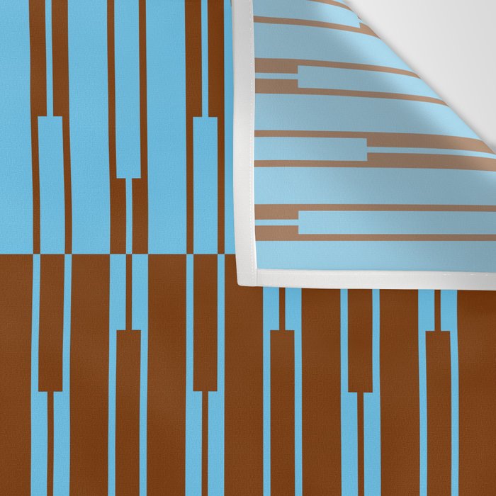 Geometric Two-Tone Geo Chain Pattern in Sky Blue and Chestnut Brown Wall Tapestry Gallery Image 3