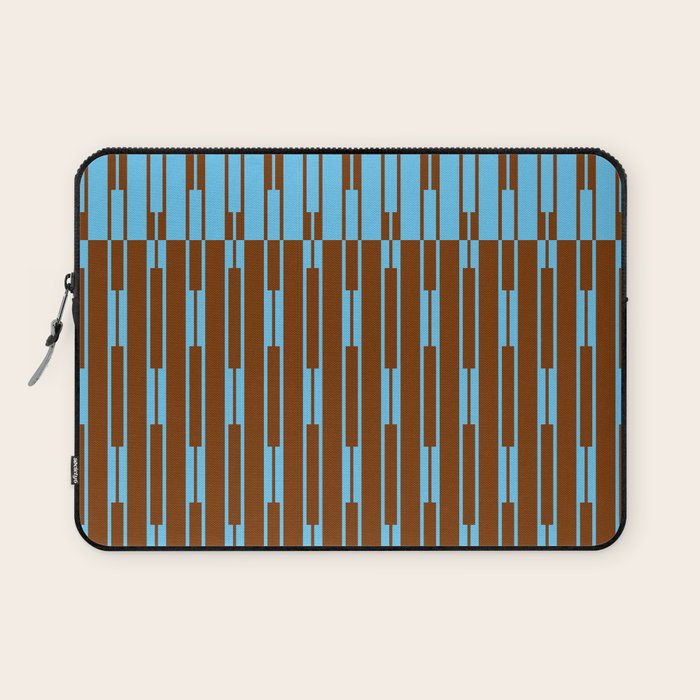 Geometric Two-Tone Geo Chain Pattern in Sky Blue and Chestnut Brown Laptop Sleeve Gallery Image 1