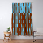 Geometric Two-Tone Geo Chain Pattern in Sky Blue and Chestnut Brown Window Curtain Gallery Image 5