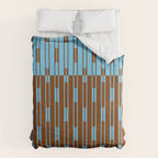 Geometric Two-Tone Geo Chain Pattern in Sky Blue and Chestnut Brown Duvet Cover Gallery Image 6