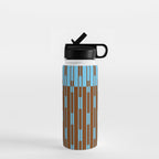 Geometric Two-Tone Geo Chain Pattern in Sky Blue and Chestnut Brown Water Bottle Gallery Image 1