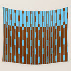 Geometric Two-Tone Geo Chain Pattern in Sky Blue and Chestnut Brown Wall Tapestry Gallery Image 4
