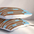 Geometric Two-Tone Geo Chain Pattern in Sky Blue and Chestnut Brown Pillow Sham Gallery Image 3