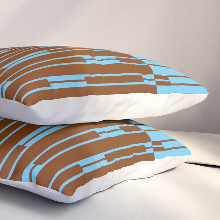 Geometric Two-Tone Geo Chain Pattern in Sky Blue and Chestnut Brown Pillow Sham Gallery Image 3