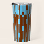 Geometric Two-Tone Geo Chain Pattern in Sky Blue and Chestnut Brown Travel Mug Gallery Image 3