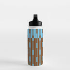 Geometric Two-Tone Geo Chain Pattern in Sky Blue and Chestnut Brown Water Bottle Gallery Image 3