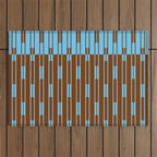 Geometric Two-Tone Geo Chain Pattern in Sky Blue and Chestnut Brown Outdoor Rug Gallery Image 1