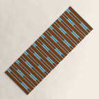 Geometric Two-Tone Geo Chain Pattern in Sky Blue and Chestnut Brown Yoga Mat Gallery Image 1