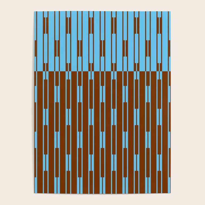 Geometric Two-Tone Geo Chain Pattern in Sky Blue and Chestnut Brown Poster Gallery Image 4