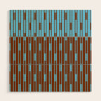 Geometric Two-Tone Geo Chain Pattern in Sky Blue and Chestnut Brown Wood Wall Art Gallery Image 1