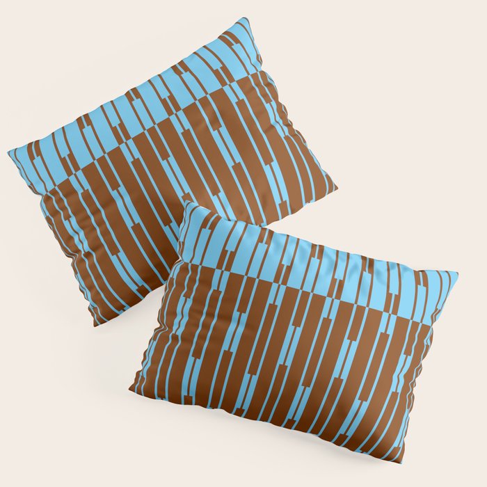 Geometric Two-Tone Geo Chain Pattern in Sky Blue and Chestnut Brown Pillow Sham Gallery Image 1