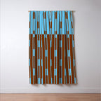Geometric Two-Tone Geo Chain Pattern in Sky Blue and Chestnut Brown Window Curtain Gallery Image 3