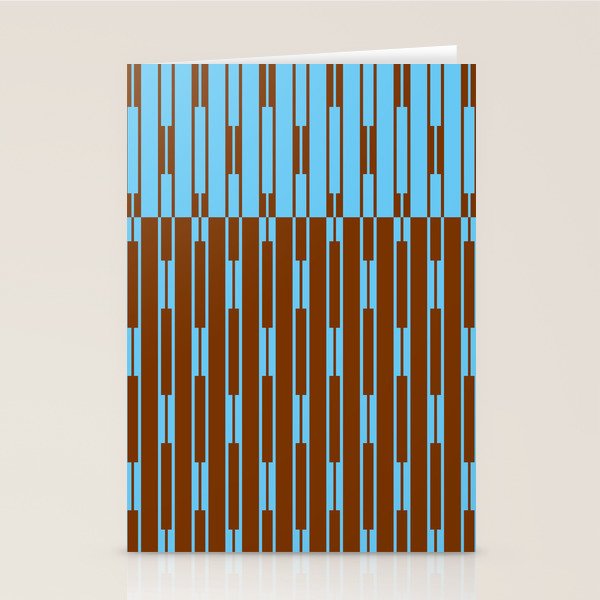 Geometric Two-Tone Geo Chain Pattern in Sky Blue and Chestnut Brown Stationery Card Gallery Image 2