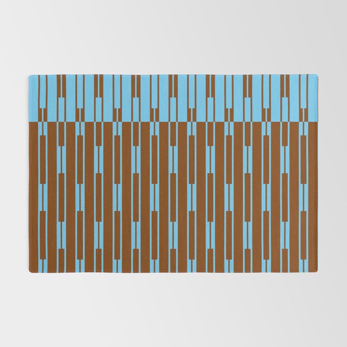 Geometric Two-Tone Geo Chain Pattern in Sky Blue and Chestnut Brown Rug Gallery Image 2