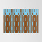 Geometric Two-Tone Geo Chain Pattern in Sky Blue and Chestnut Brown Rug Gallery Image 2