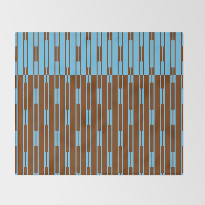 Geometric Two-Tone Geo Chain Pattern in Sky Blue and Chestnut Brown Throw Blanket Gallery Image 2