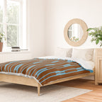 Geometric Two-Tone Geo Chain Pattern in Sky Blue and Chestnut Brown Duvet Cover Gallery Image 2