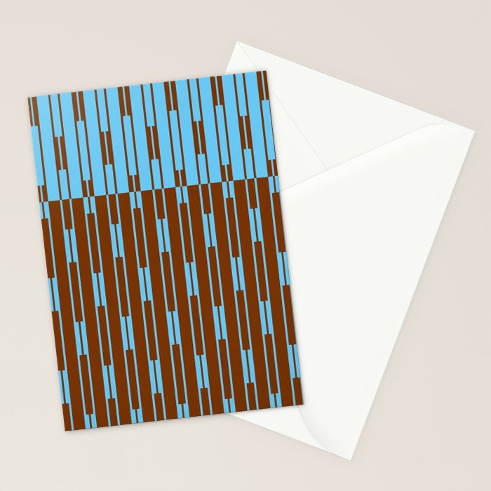 Geometric Two-Tone Geo Chain Pattern in Sky Blue and Chestnut Brown Stationery Card Gallery Image 2