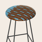 Geometric Two-Tone Geo Chain Pattern in Sky Blue and Chestnut Brown Stool Gallery Image 2