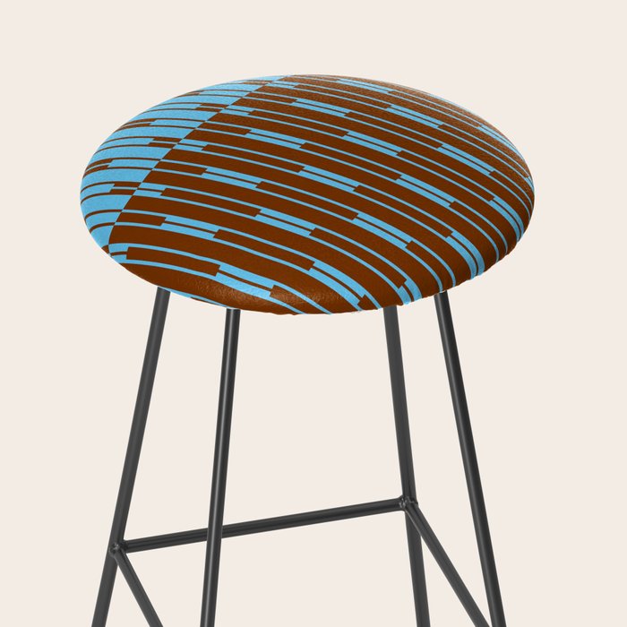 Geometric Two-Tone Geo Chain Pattern in Sky Blue and Chestnut Brown Stool Gallery Image 2