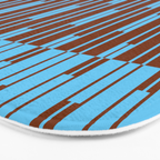 Geometric Two-Tone Geo Chain Pattern in Sky Blue and Chestnut Brown Bath Mat Gallery Image 3